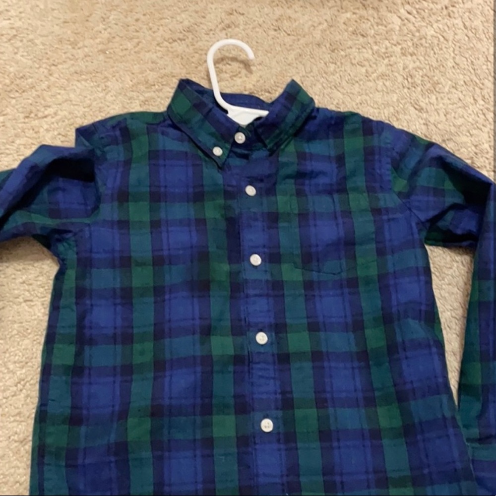 Janie and jack blue and green dress shirt.